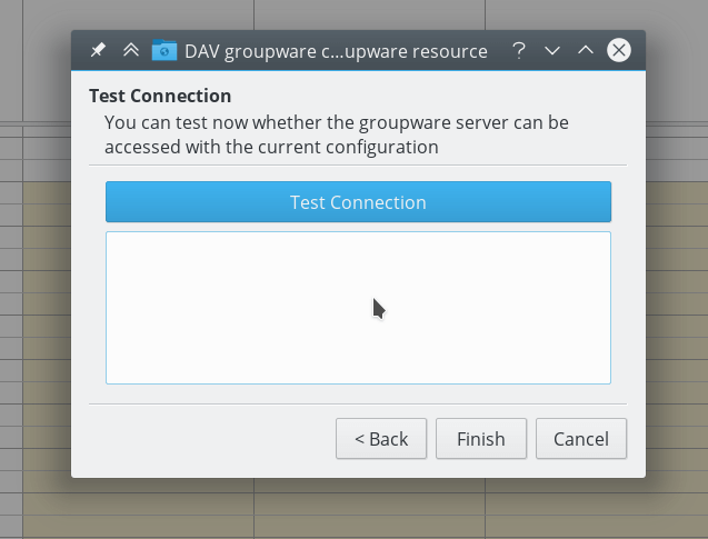 KOrganizer connection test in progress