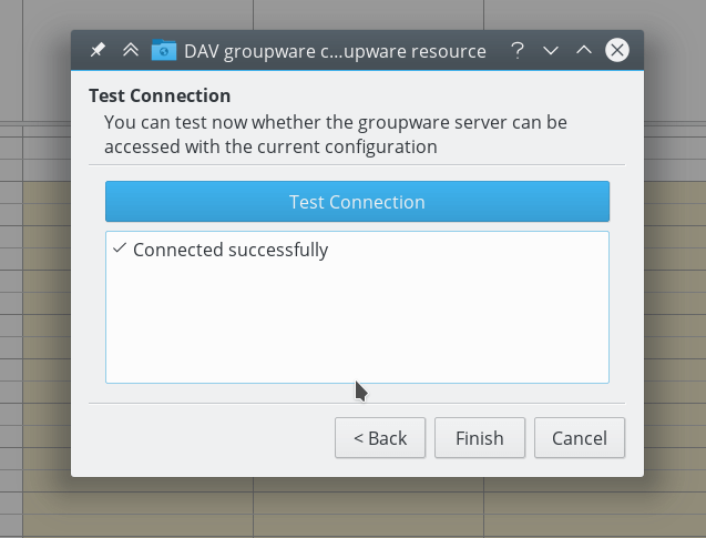 KOrganizer successful connection test result